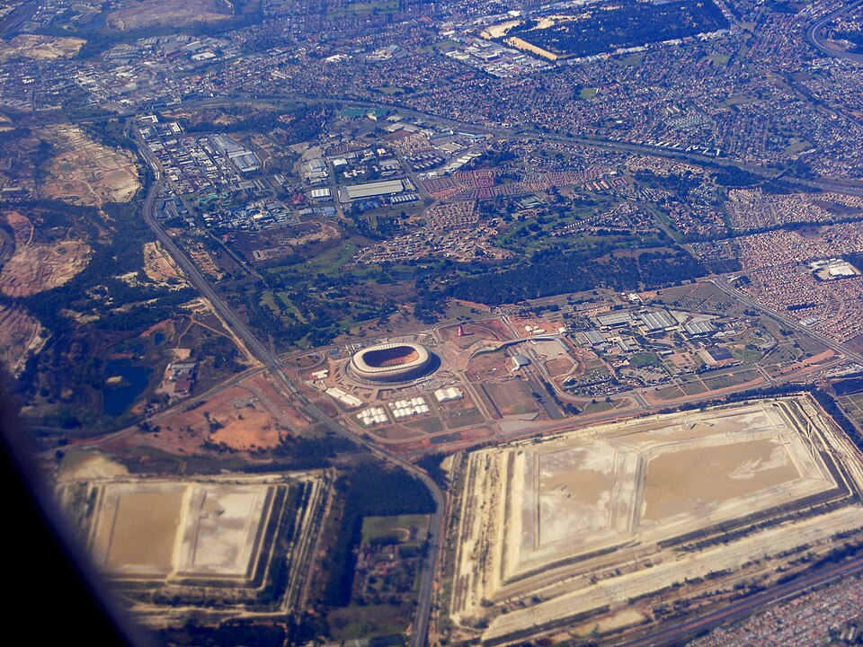 Vista aérea de un estadio de fútbol en Argentina